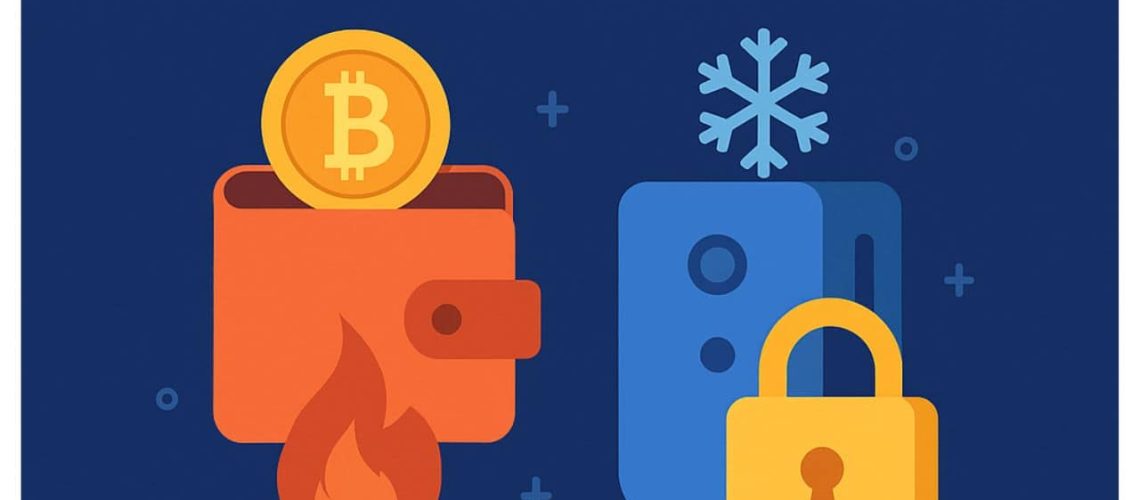 Hur man förvarar krypto säkert? Förvara kryptovaluta säkert med hot wallets och cold wallets – illustration av säker kryptoförvaring